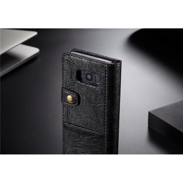 CASEME Vintage Style PU Leather Protective Wallet Case for Samsung Galaxy S8 Plus G955 - Black-3