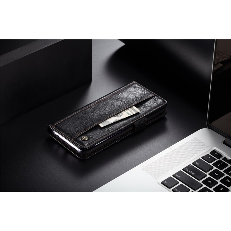 CASEME Vintage Style PU Leather Protective Wallet Case for Samsung Galaxy S8 Plus G955 - Black-6
