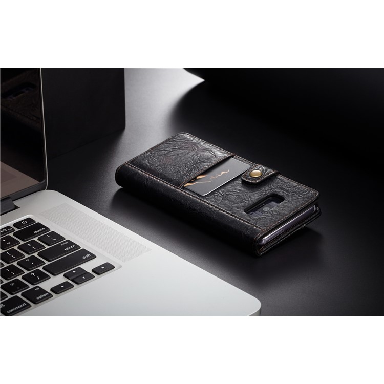 CASEME Vintage Style PU Leather Protective Wallet Case for Samsung Galaxy S8 Plus G955 - Black-7