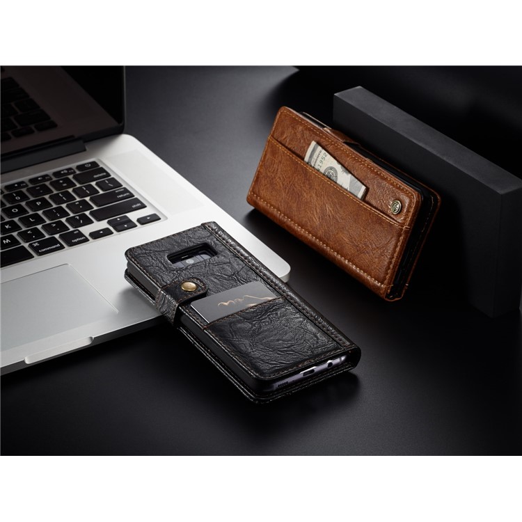 CASEME Vintage Style PU Leather Protective Wallet Case for Samsung Galaxy S8 Plus G955 - Black-8