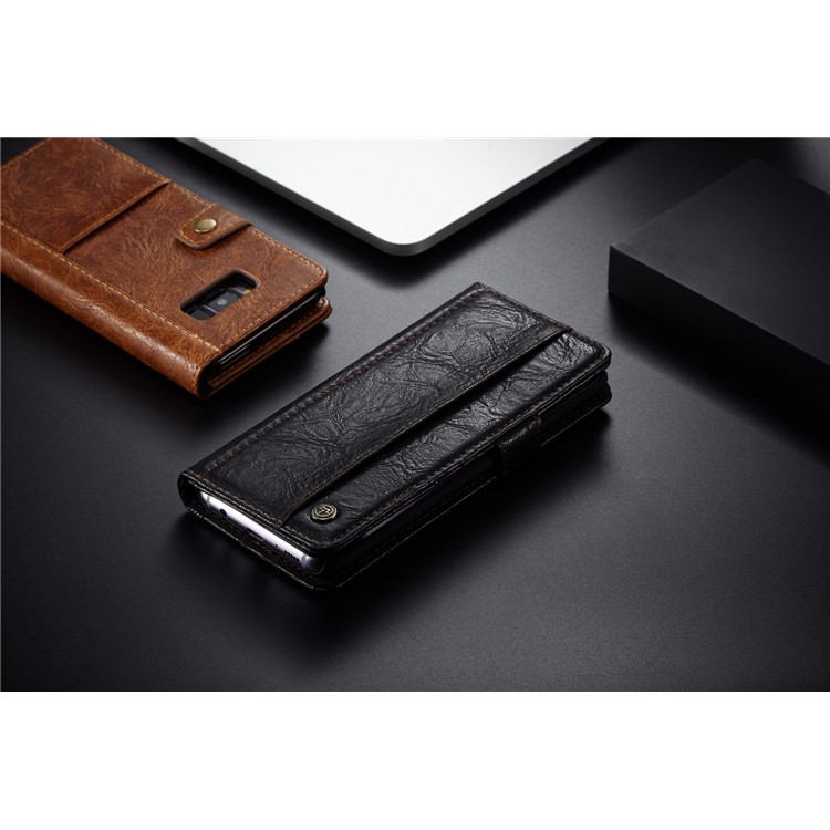 CASEME Vintage Style PU Leather Protective Wallet Case for Samsung Galaxy S8 Plus G955 - Black-9