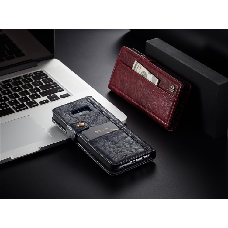 CASEME Vintage Style PU Leather Protective Cell Phone Case with Card Holder for Samsung Galaxy S8 Plus G955 - Red-8