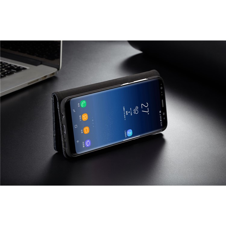 CASEME Vintage Style PU Leather Card Holder Protective Mobile Phone Case for Samsung Galaxy S8 Plus G955 - Dark Blue-14