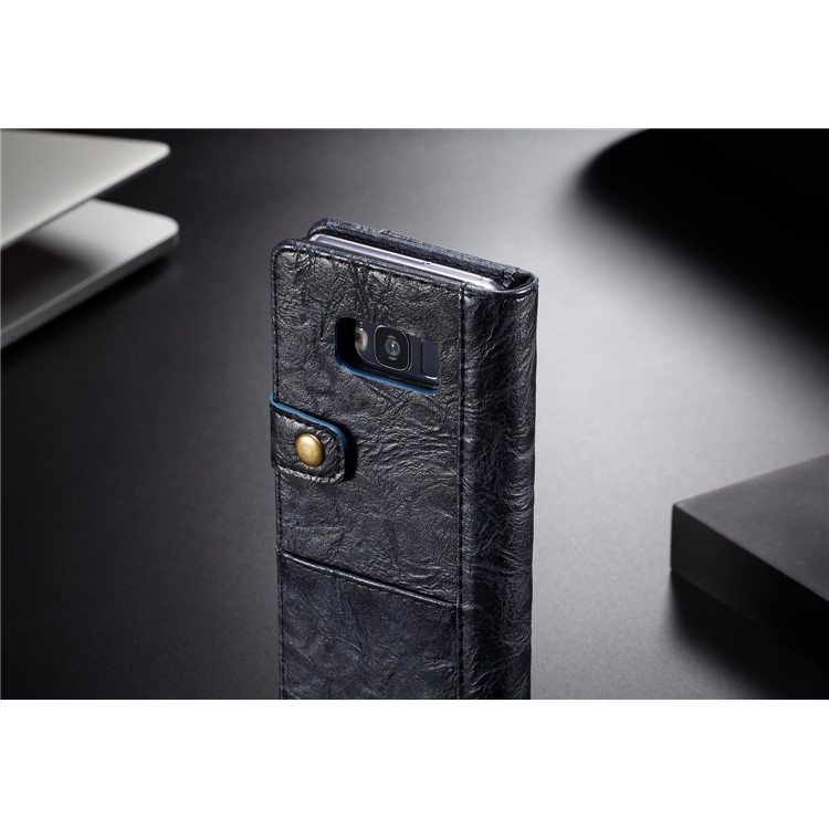 CASEME Vintage Style PU Leather Card Holder Protective Mobile Phone Case for Samsung Galaxy S8 Plus G955 - Dark Blue-3