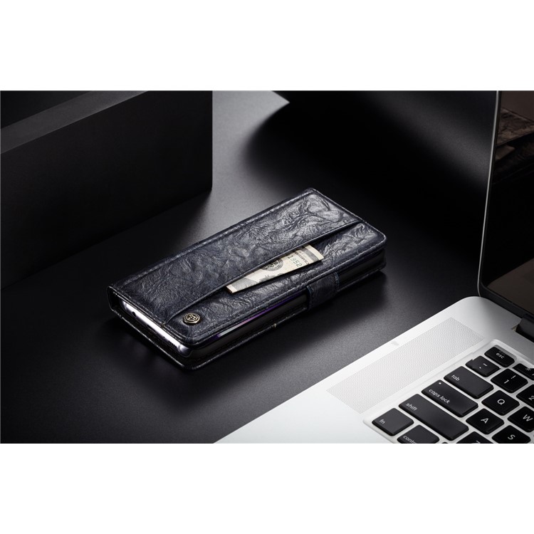 CASEME Vintage Style PU Leather Card Holder Protective Mobile Phone Case for Samsung Galaxy S8 Plus G955 - Dark Blue-6