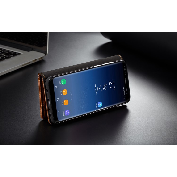 CASEME Vintage Style Wallet PU Leather Mobile Phone Cover Shell for Samsung Galaxy S8 Plus G955 - Brown-14