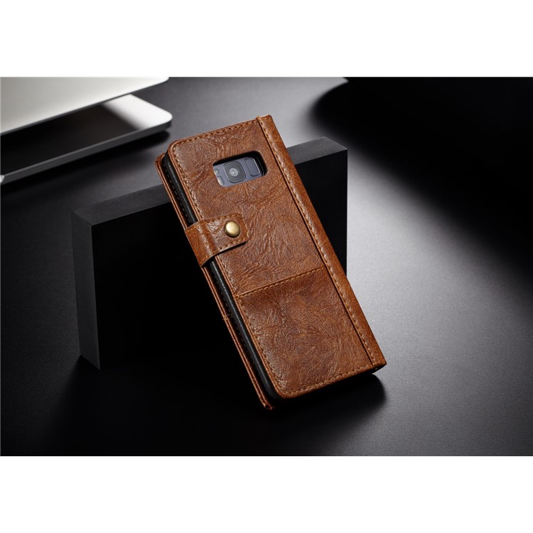 CASEME Vintage Style Wallet PU Leather Mobile Phone Cover Shell for Samsung Galaxy S8 Plus G955 - Brown-2
