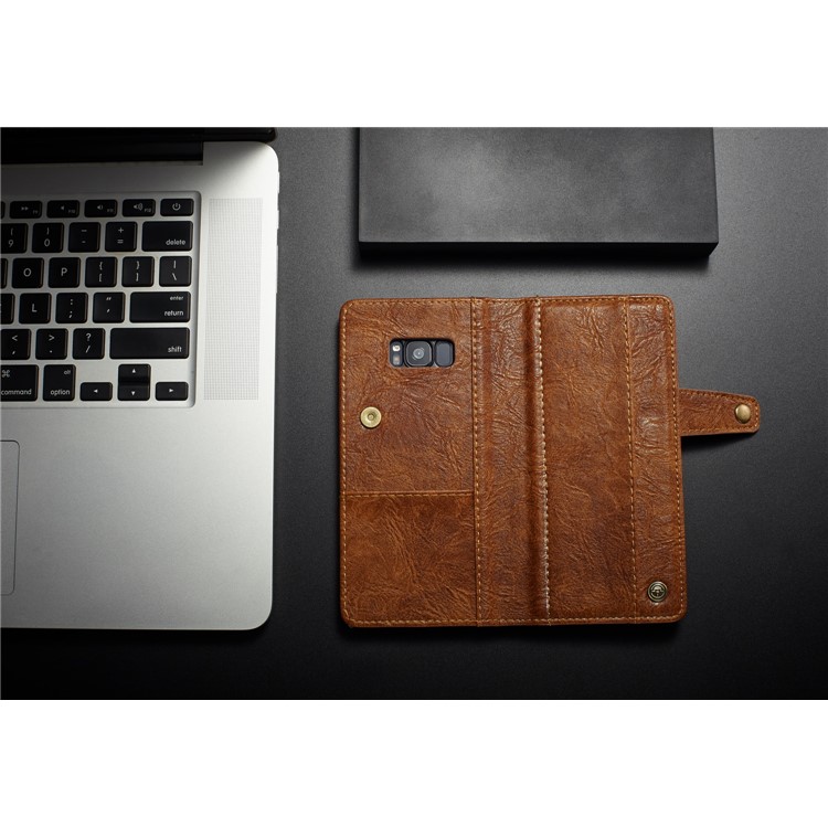CASEME Vintage Style Wallet PU Leather Mobile Phone Cover Shell for Samsung Galaxy S8 Plus G955 - Brown-8