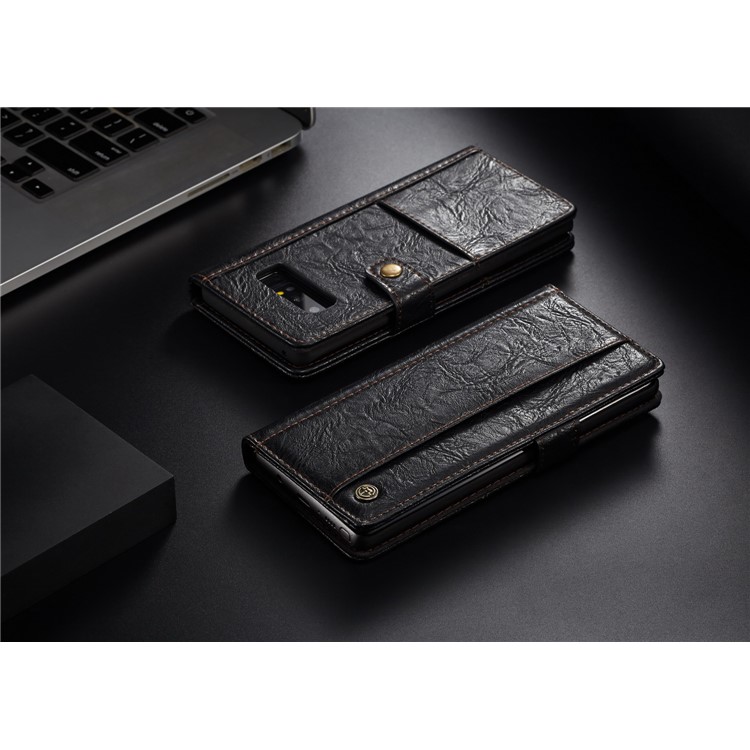 CASEME Vintage Style Wallet PU Leather Protection Cell Phone Case for Samsung Galaxy Note 8 SM-N950 - Black-12