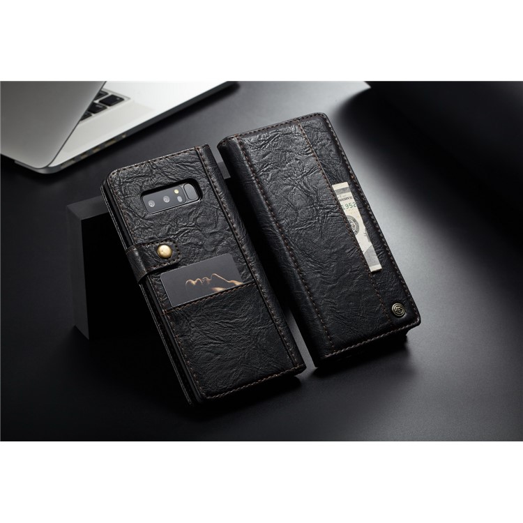 CASEME Vintage Style Wallet PU Leather Protection Cell Phone Case for Samsung Galaxy Note 8 SM-N950 - Black-13