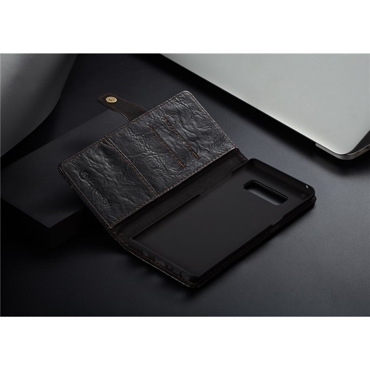 CASEME Vintage Style Wallet PU Leather Protection Cell Phone Case for Samsung Galaxy Note 8 SM-N950 - Black-15