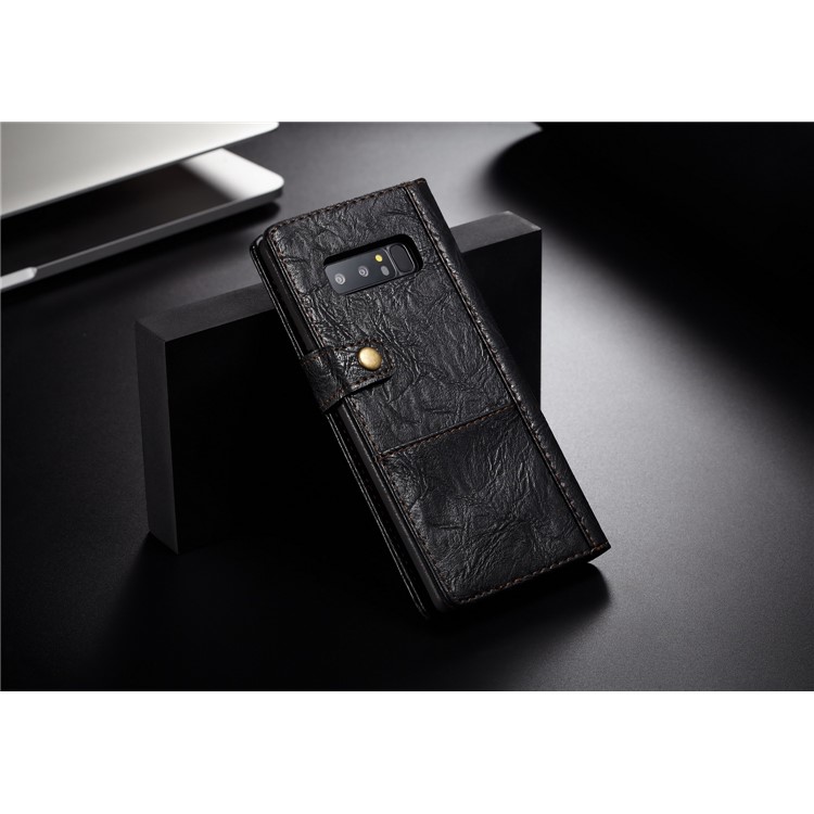 CASEME Vintage Style Wallet PU Leather Protection Cell Phone Case for Samsung Galaxy Note 8 SM-N950 - Black-2