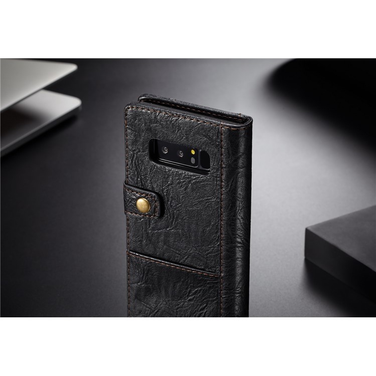 CASEME Vintage Style Wallet PU Leather Protection Cell Phone Case for Samsung Galaxy Note 8 SM-N950 - Black-3