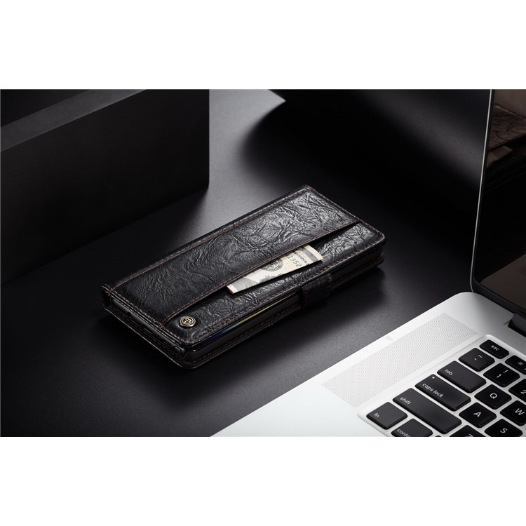 CASEME Vintage Style Wallet PU Leather Protection Cell Phone Case for Samsung Galaxy Note 8 SM-N950 - Black-6