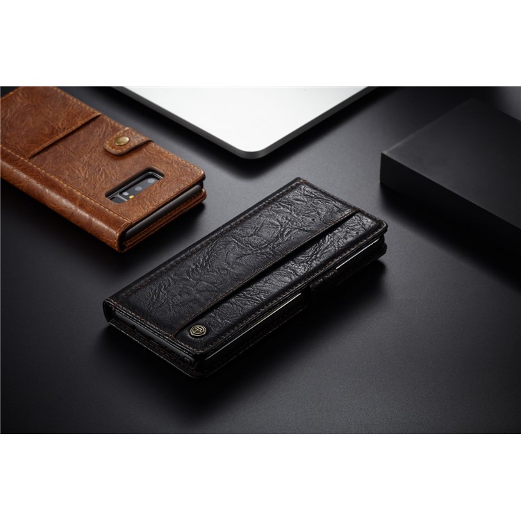 CASEME Vintage Style Wallet PU Leather Protection Cell Phone Case for Samsung Galaxy Note 8 SM-N950 - Black-9
