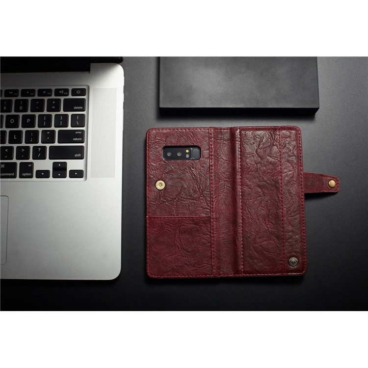 CASEME Vintage Style Wallet PU Leather Mobile Casing for Samsung Galaxy Note 8 SM-N950 - Red-10
