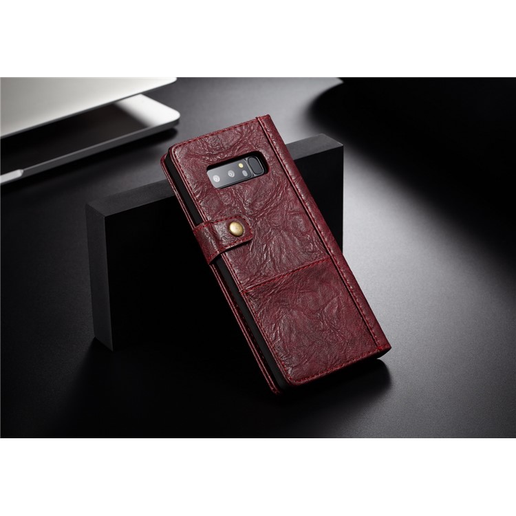 CASEME Vintage Style Wallet PU Leather Mobile Casing for Samsung Galaxy Note 8 SM-N950 - Red-2