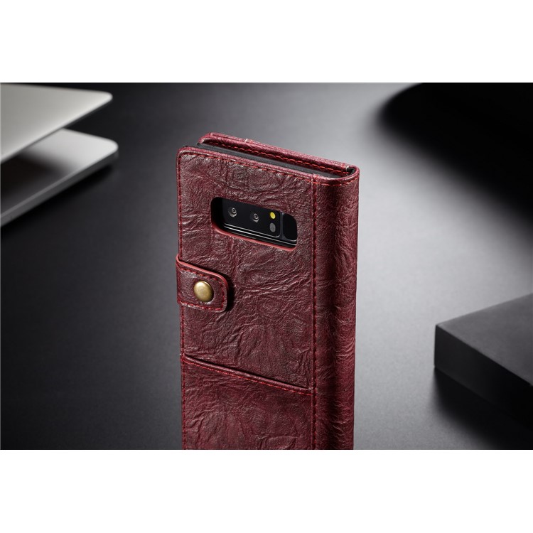 CASEME Vintage Style Wallet PU Leather Mobile Casing for Samsung Galaxy Note 8 SM-N950 - Red-3