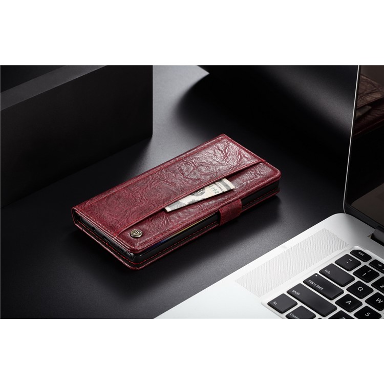 CASEME Vintage Style Wallet PU Leather Mobile Casing for Samsung Galaxy Note 8 SM-N950 - Red-6