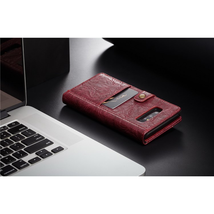 CASEME Vintage Style Wallet PU Leather Mobile Casing for Samsung Galaxy Note 8 SM-N950 - Red-7