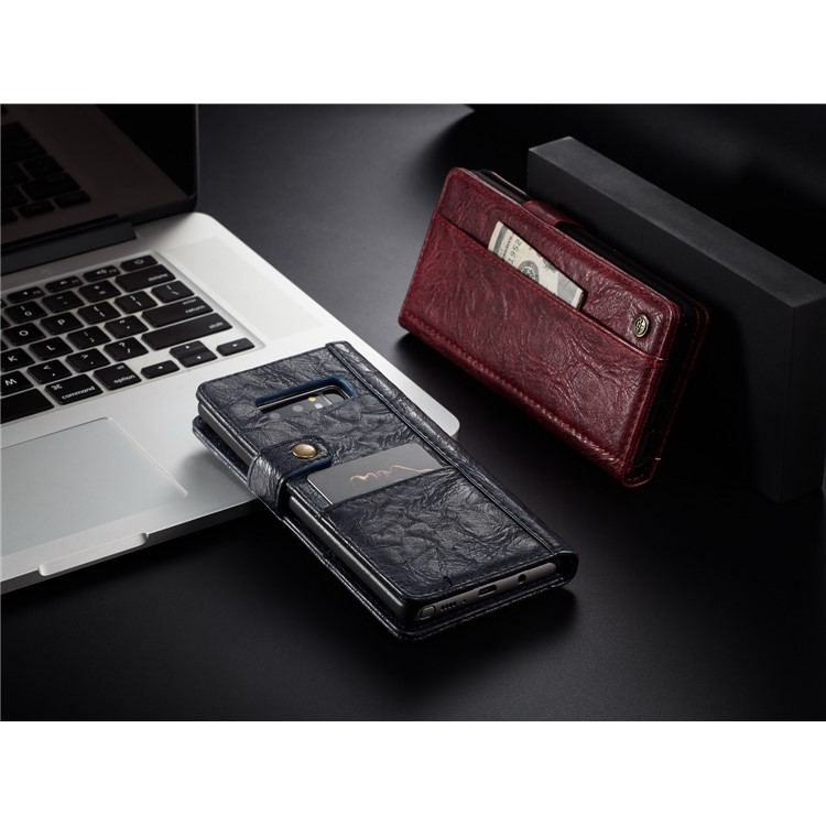 CASEME Vintage Style Wallet PU Leather Mobile Casing for Samsung Galaxy Note 8 SM-N950 - Red-8