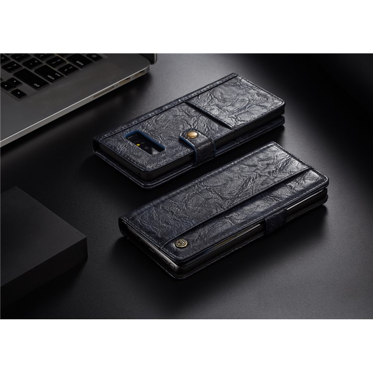CASEME Vintage Style Card Holder PU Leather Folio Flip Phone Cover for Samsung Galaxy Note 8 SM-N950 - Dark Blue-10