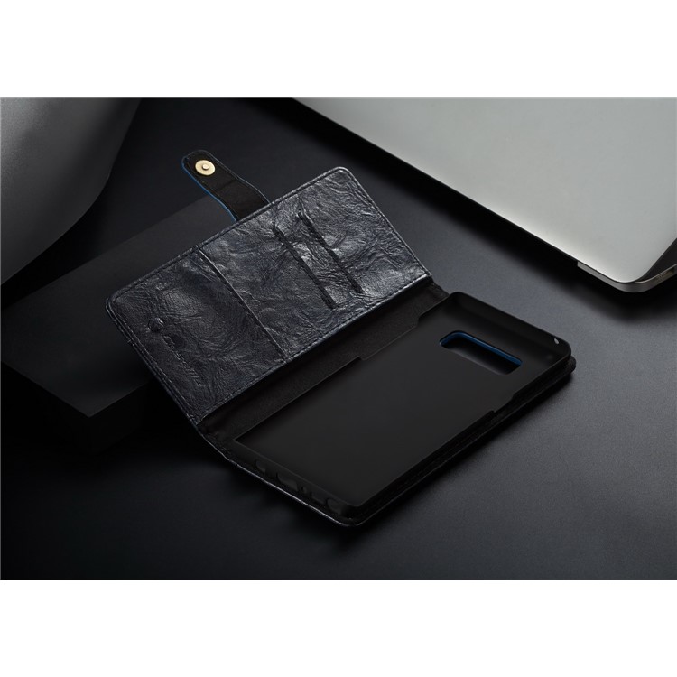 CASEME Vintage Style Card Holder PU Leather Folio Flip Phone Cover for Samsung Galaxy Note 8 SM-N950 - Dark Blue-12