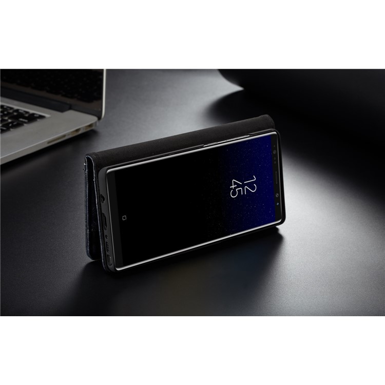 CASEME Vintage Style Card Holder PU Leather Folio Flip Phone Cover for Samsung Galaxy Note 8 SM-N950 - Dark Blue-13