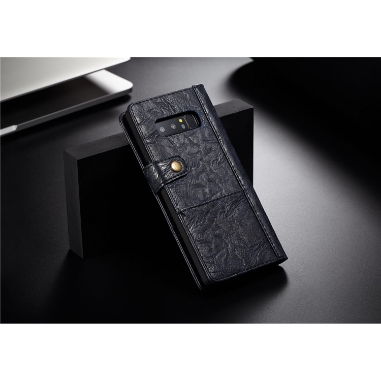 CASEME Vintage Style Card Holder PU Leather Folio Flip Phone Cover for Samsung Galaxy Note 8 SM-N950 - Dark Blue-2