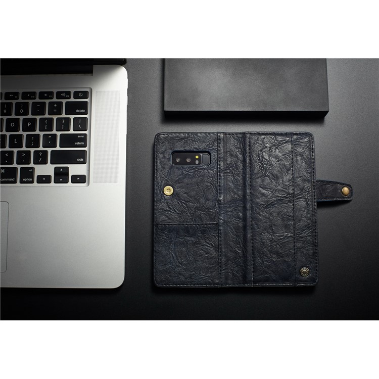 CASEME Vintage Style Card Holder PU Leather Folio Flip Phone Cover for Samsung Galaxy Note 8 SM-N950 - Dark Blue-8