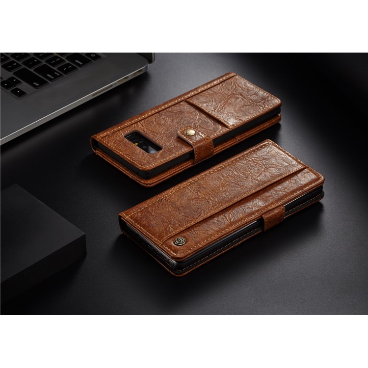 CASEME Vintage Style PU Leather Protection Mobile Phone Shell with Card Slots for Samsung Galaxy Note 8 SM-N950 - Brown-10
