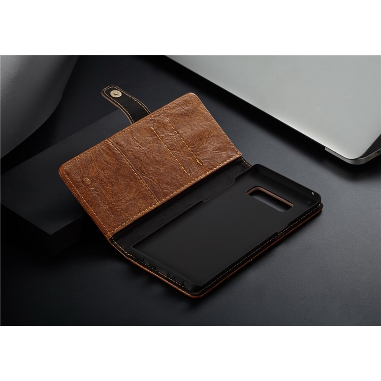 CASEME Vintage Style PU Leather Protection Mobile Phone Shell with Card Slots for Samsung Galaxy Note 8 SM-N950 - Brown-12