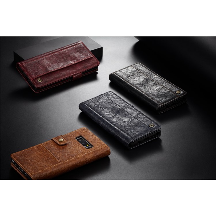 CASEME Vintage Style PU Leather Protection Mobile Phone Shell with Card Slots for Samsung Galaxy Note 8 SM-N950 - Brown-15
