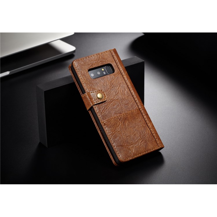CASEME Vintage Style PU Leather Protection Mobile Phone Shell with Card Slots for Samsung Galaxy Note 8 SM-N950 - Brown-2