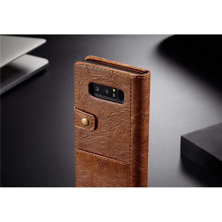 CASEME Vintage Style PU Leather Protection Mobile Phone Shell with Card Slots for Samsung Galaxy Note 8 SM-N950 - Brown-3
