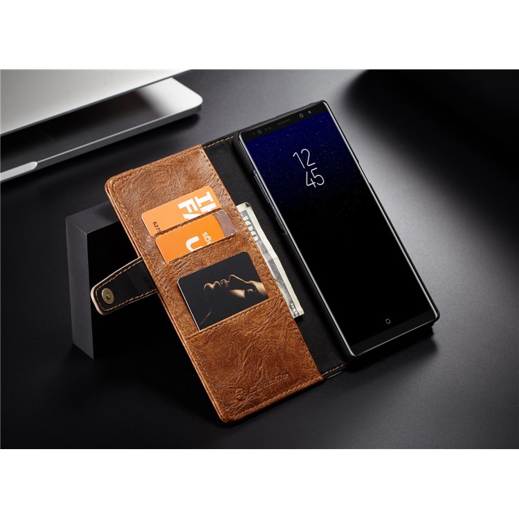 CASEME Vintage Style PU Leather Protection Mobile Phone Shell with Card Slots for Samsung Galaxy Note 8 SM-N950 - Brown-4