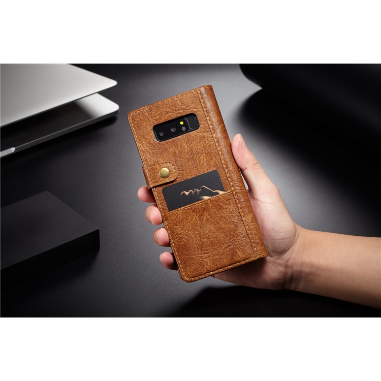 CASEME Vintage Style PU Leather Protection Mobile Phone Shell with Card Slots for Samsung Galaxy Note 8 SM-N950 - Brown-5
