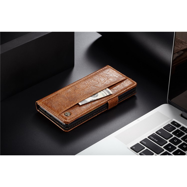 CASEME Vintage Style PU Leather Protection Mobile Phone Shell with Card Slots for Samsung Galaxy Note 8 SM-N950 - Brown-6
