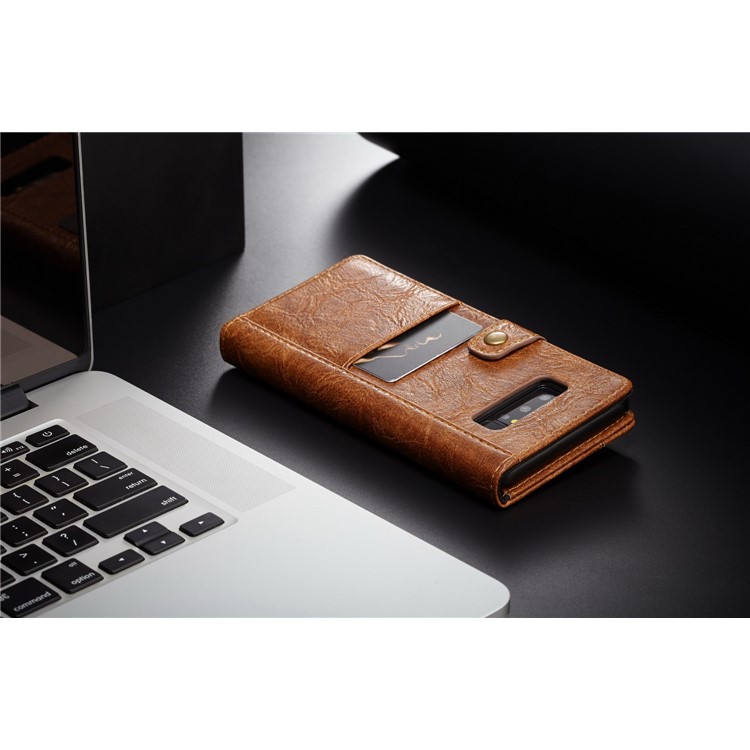CASEME Vintage Style PU Leather Protection Mobile Phone Shell with Card Slots for Samsung Galaxy Note 8 SM-N950 - Brown-7