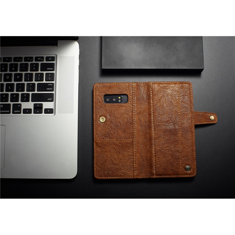 CASEME Vintage Style PU Leather Protection Mobile Phone Shell with Card Slots for Samsung Galaxy Note 8 SM-N950 - Brown-8