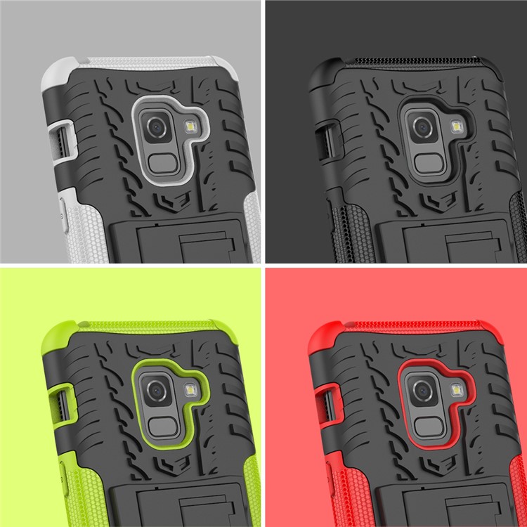 Anti-slip PC + TPU Hybrid Case with Kickstand for Samsung Galaxy A8 (2018) - Black-12
