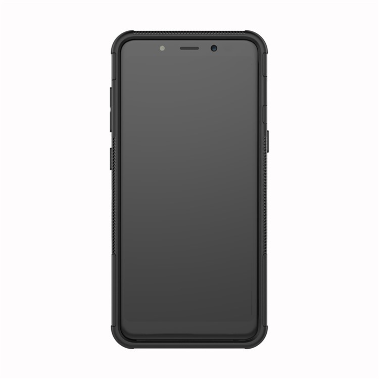 Custodia Ibrida PC + TPU Anti-slip Con Cavalletto Per Samsung Galaxy A8 (2018) - Nero