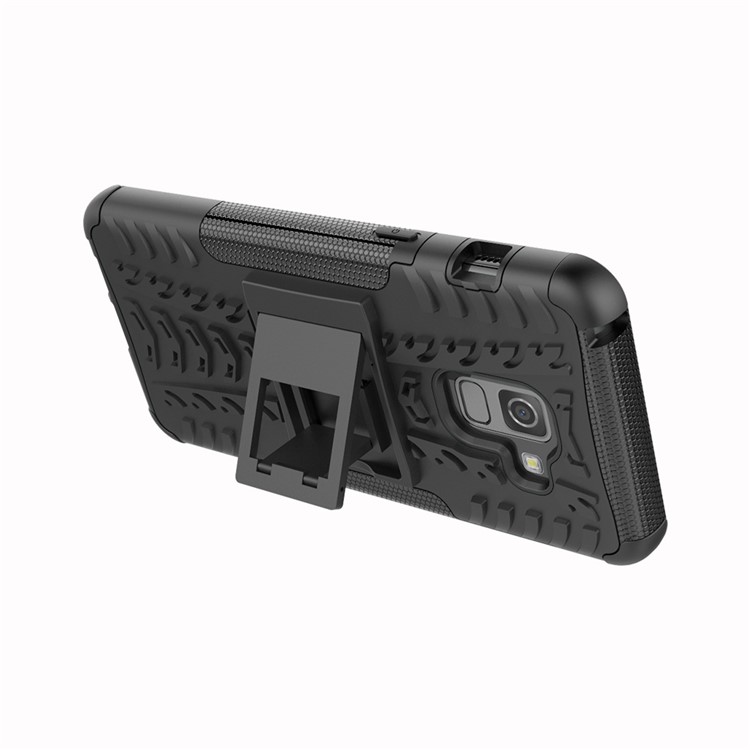 Anti-slip PC + TPU Hybrid Case with Kickstand for Samsung Galaxy A8 (2018) - Black-5