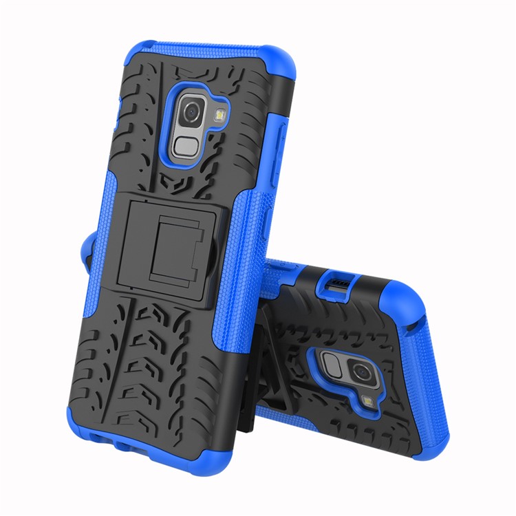 Anti-slip PC + TPU Hybrid Case Shell with Kickstand for Samsung Galaxy A8 (2018) - Blue-2
