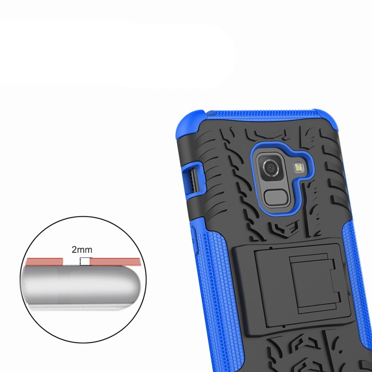 Anti-slip PC + TPU Hybrid Case Shell with Kickstand for Samsung Galaxy A8 (2018) - Blue-3