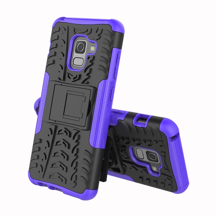 Anti-slip PC + TPU Hybrid Protective Case with Kickstand for Samsung Galaxy A8 (2018) - Purple-3