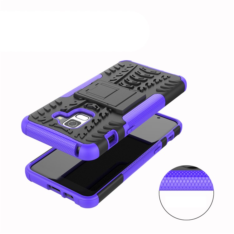 Anti-slip PC + TPU Hybrid Protective Case with Kickstand for Samsung Galaxy A8 (2018) - Purple-4