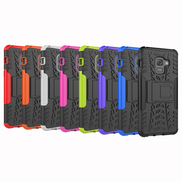 Anti-slip PC + TPU Hybrid Protective Case with Kickstand for Samsung Galaxy A8 (2018) - Purple-5