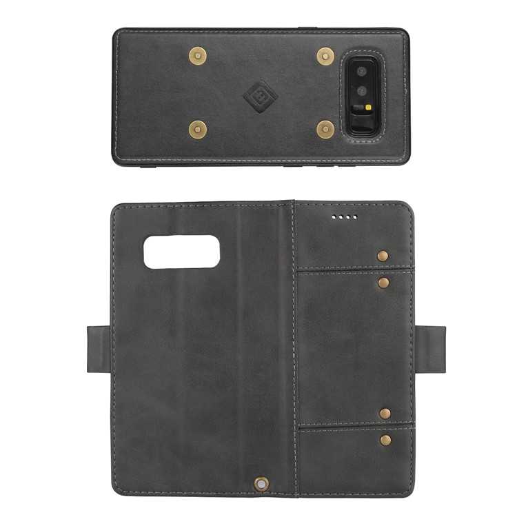 LC.IMEEKE Removable 2-in-1 Leather Wallet Case + TPU Back Cover for Samsung Galaxy Note 8 SM-N950 - Black-2