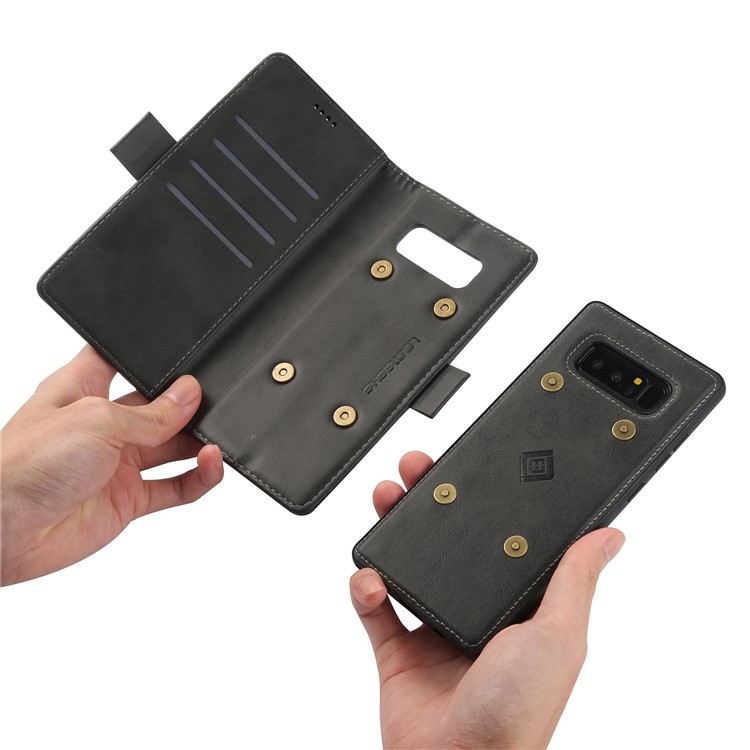 LC.IMEEKE Removable 2-in-1 Leather Wallet Case + TPU Back Cover for Samsung Galaxy Note 8 SM-N950 - Black-4